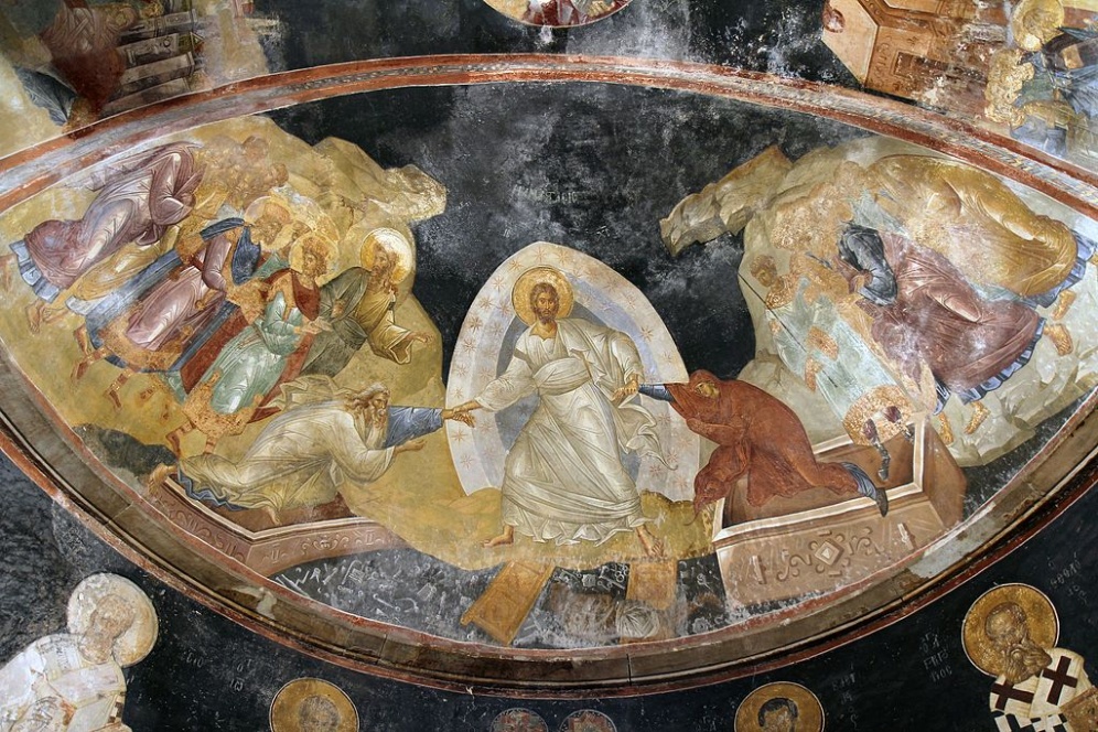 Auferstehung (Anástasis ), 'Höllenfahrt' Christi, Chora-Kirche, Istanbul, um 1315 gemalt, lange Zeit übertüncht, nach 1948 restauriert