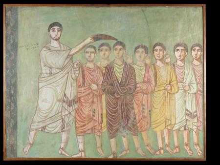 Samuel salbt David, Synagoge Dura Europos, Syrien, 3. Jh.