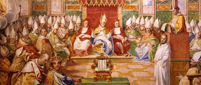 Konzil von Nizäa 325, Salone Sistino, Fresco (1590) (c) Giovanni Guerra (1544-1618), Cesare Nebbia (1534-1614) und Schüler Konzil von Nizäa 325, Salone Sistino, Fresco (1590)