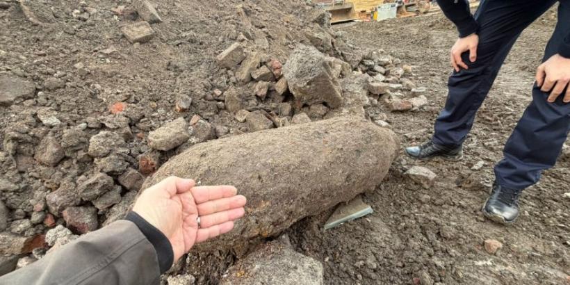 In einer Baustelle gefundene Bombe aus dem Zweiten Weltkrieg.