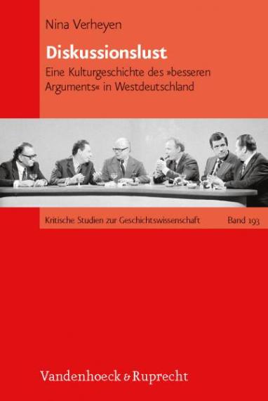 Buchcover, es zeigt in der Mitte eine Diskussionsrunde von Männern, es ist eine Szenenbild aus der WDR-Fernsehsendung 'Der internationale Frühschoppen' aus dem Mai 1973.