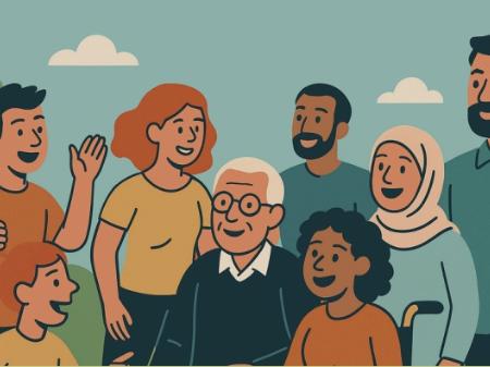 Wahlgespräch 'Aachen für alle' (c) ACK Aachen Personen verschiedenen Alters und verschiedener Herkunft, gezeichnet.