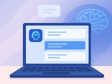 Ein Bildschirm mit Fragen, die an ein künstlich intelligentes Sprachsystem gestellt werden.