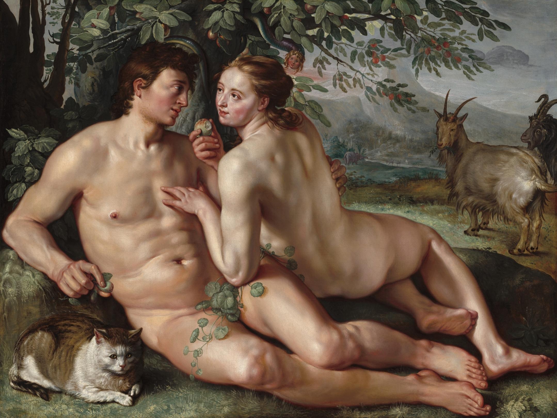 Niederländische Malerei, Öl auf Leinwand (Adam und Eva).
