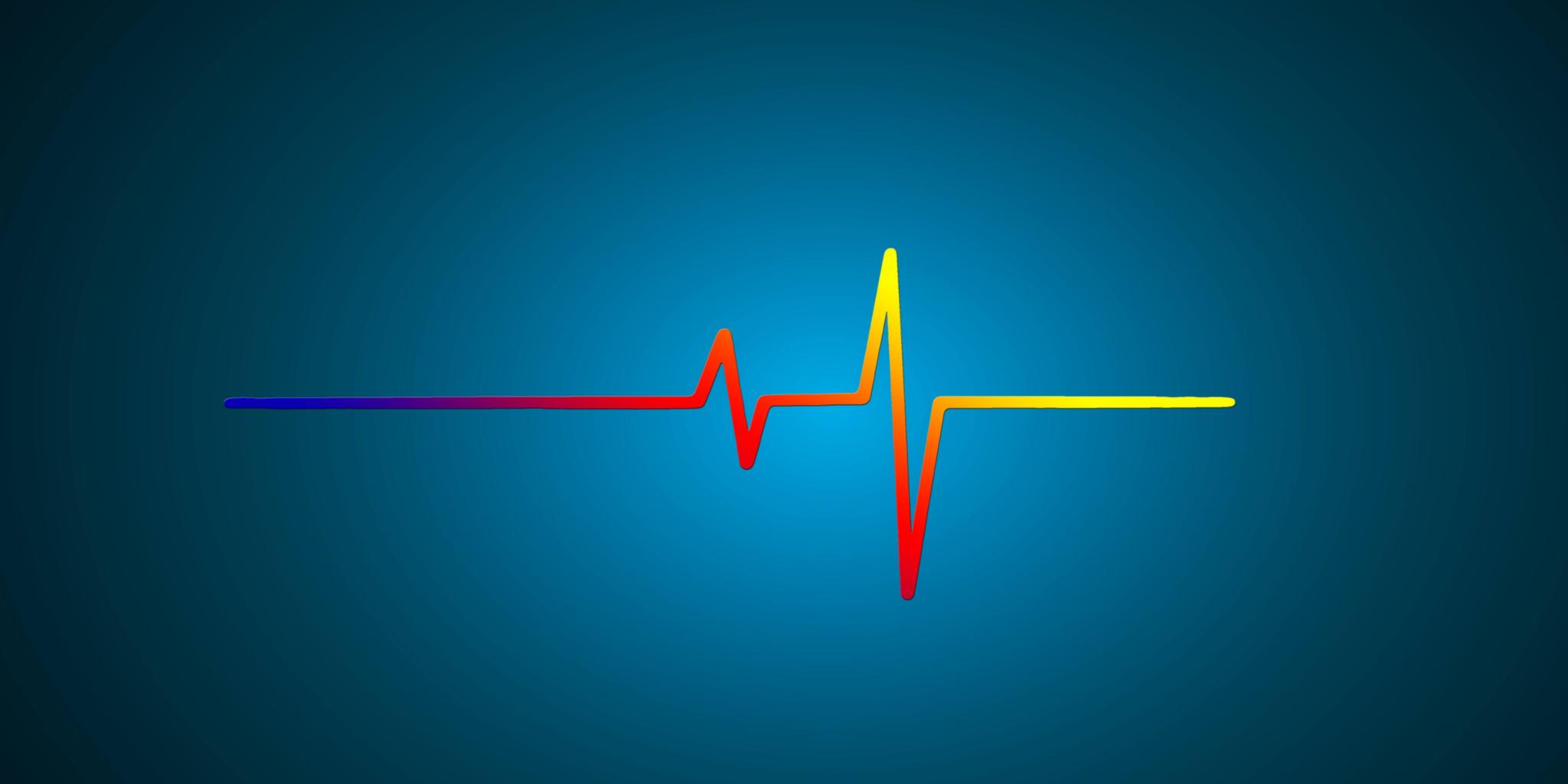 Farbige Kurve eines aufgezeichneten Herzschlags.