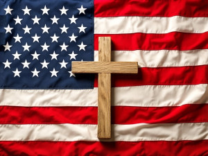 USA-Flagge mit Kreuz